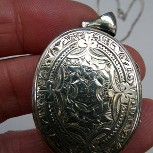 Large Victorian Solid Silver Locket and Thick Chain
