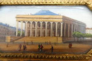 Antique 1840s French Aide Momoire with Watercolour of The Madeleine in Paris