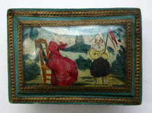 Load image into Gallery viewer, 1830s Continental Trinket Box; with quirky painting on the lid &amp; antique mirror inside
