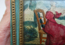 Load image into Gallery viewer, 1830s Continental Trinket Box; with quirky painting on the lid &amp; antique mirror inside
