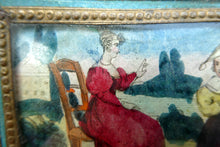 Load image into Gallery viewer, 1830s Continental Trinket Box; with quirky painting on the lid &amp; antique mirror inside
