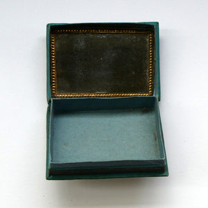 1830s Continental Trinket Box; with quirky painting on the lid & antique mirror inside