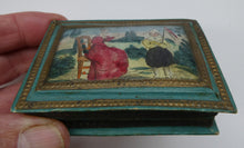 Load image into Gallery viewer, 1830s Continental Trinket Box; with quirky painting on the lid &amp; antique mirror inside
