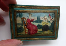 Load image into Gallery viewer, 1830s Continental Trinket Box; with quirky painting on the lid &amp; antique mirror inside
