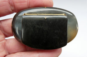 Fine Antique GEORGIAN Scottish Cow Horn Snuff Box with Hinged Lid