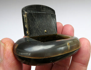 Fine Antique GEORGIAN Scottish Cow Horn Snuff Box with Hinged Lid