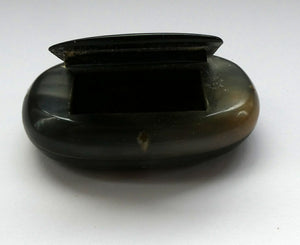 Fine Antique GEORGIAN Scottish Cow Horn Snuff Box with Hinged Lid