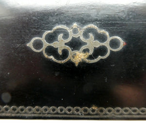 ANTIQUE Victorian Papier Mache Snuff Box with Inlaid Lid