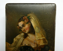 Load image into Gallery viewer, Early 19th Century Antique Snuff Box with Painted Lid Showing a Lady in Fancy Costume
