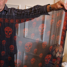 Load image into Gallery viewer, LARGE Genuine  "As New" ALEXANDER MCQUEEN "Red Skulls" Pattern Silk Scarf
