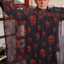 Load image into Gallery viewer, LARGE Genuine  "As New" ALEXANDER MCQUEEN "Red Skulls" Pattern Silk Scarf
