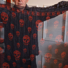 Load image into Gallery viewer, LARGE Genuine  "As New" ALEXANDER MCQUEEN "Red Skulls" Pattern Silk Scarf
