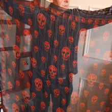 Load image into Gallery viewer, LARGE Genuine  "As New" ALEXANDER MCQUEEN "Red Skulls" Pattern Silk Scarf
