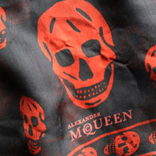 Load image into Gallery viewer, LARGE Genuine  "As New" ALEXANDER MCQUEEN "Red Skulls" Pattern Silk Scarf
