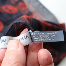 Load image into Gallery viewer, LARGE Genuine  "As New" ALEXANDER MCQUEEN "Red Skulls" Pattern Silk Scarf
