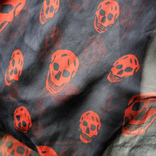 Load image into Gallery viewer, LARGE Genuine  "As New" ALEXANDER MCQUEEN "Red Skulls" Pattern Silk Scarf
