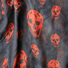 Load image into Gallery viewer, LARGE Genuine  "As New" ALEXANDER MCQUEEN "Red Skulls" Pattern Silk Scarf
