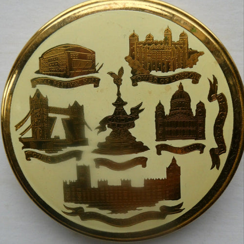 Vintage 1960s Powder Compact. Famous London Tourist Sites Unused