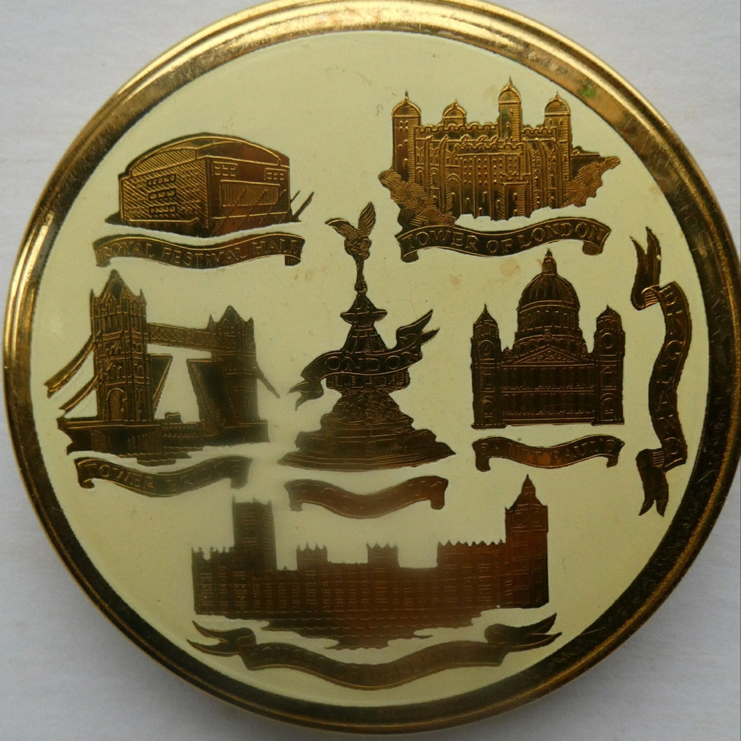 Vintage 1960s Powder Compact. Famous London Tourist Sites Unused