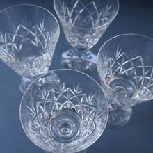 Load image into Gallery viewer, FOUR Vintage 1960s Edinburgh Small Wine or Sherry Glasses. STAR OF EDINBURGH Pattern. 5 1/4 inches
