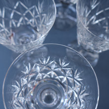 Load image into Gallery viewer, FOUR Vintage 1960s Edinburgh Small Wine or Sherry Glasses. STAR OF EDINBURGH Pattern. 5 1/4 inches
