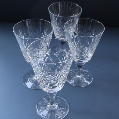 FOUR Vintage 1960s Edinburgh Small Wine or Sherry Glasses. STAR OF EDINBURGH Pattern. 5 1/4 inches