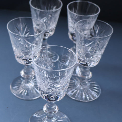 SET OF FIVE. Vintage 1960s Edinburgh Crystal CORDIAL OR LIQUEUR Glasses. Star of Edinburgh 4 inches