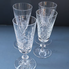 Load image into Gallery viewer, FOUR Vintage 1960s Edinburgh Crystal CHAMPAGNE Flute Glasses. Star of Edinburgh 6 1/4 inches
