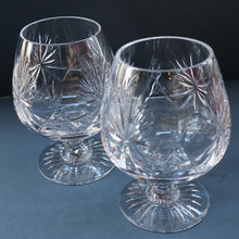Load image into Gallery viewer, PAIR OF Vintage Edinburgh Crystal LARGE Brandy Glasses.  STAR OF EDINBURGH Pattern. 5 inches
