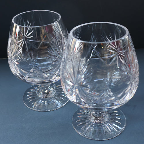 PAIR OF Vintage Edinburgh Crystal LARGE Brandy Glasses.  STAR OF EDINBURGH Pattern. 5 inches