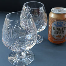 Load image into Gallery viewer, PAIR OF Vintage Edinburgh Crystal LARGE Brandy Glasses.  STAR OF EDINBURGH Pattern. 5 inches
