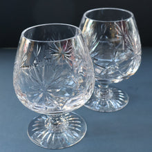 Load image into Gallery viewer, PAIR OF Vintage Edinburgh Crystal LARGE Brandy Glasses.  STAR OF EDINBURGH Pattern. 5 inches

