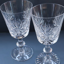 Load image into Gallery viewer, PAIR OF Vintage Edinburgh Crystal LARGE Water (or Red Wine) Goblet.  STAR OF EDINBURGH Pattern. 7 1/4 inches
