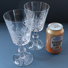 Load image into Gallery viewer, PAIR OF Vintage Edinburgh Crystal LARGE Water (or Red Wine) Goblet.  STAR OF EDINBURGH Pattern. 7 1/4 inches
