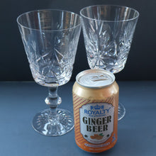 Load image into Gallery viewer, PAIR OF Vintage Edinburgh Crystal LARGE Water (or Red Wine) Goblet.  STAR OF EDINBURGH Pattern. 7 1/4 inches
