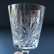 Load image into Gallery viewer, PAIR OF Vintage Edinburgh Crystal LARGE Water (or Red Wine) Goblet.  STAR OF EDINBURGH Pattern. 7 1/4 inches
