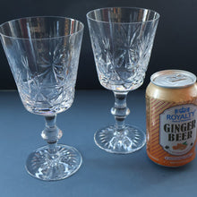 Load image into Gallery viewer, PAIR OF Vintage Edinburgh Crystal LARGE Water (or Red Wine) Goblet.  STAR OF EDINBURGH Pattern. 7 1/4 inches
