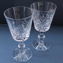 Load image into Gallery viewer, PAIR OF Vintage Edinburgh Crystal LARGE Water (or Red Wine) Goblet.  STAR OF EDINBURGH Pattern. 7 1/4 inches
