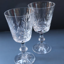 Load image into Gallery viewer, PAIR OF Vintage Edinburgh Crystal LARGE Water (or Red Wine) Goblet.  STAR OF EDINBURGH Pattern. 7 1/4 inches
