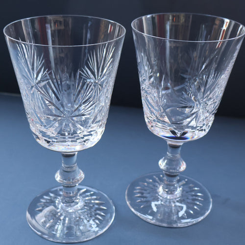 Vintage PAIR OF Edinburgh Crystal Wine Glasses. STAR OF EDINBURGH Pattern: 6 1/4 inches