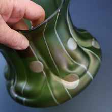 Load image into Gallery viewer, LARGE Bohemian Glass KRALIK Vase with Striefen and Flecken Decoration, c 1899
