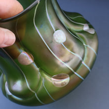 Load image into Gallery viewer, LARGE Bohemian Glass KRALIK Vase with Striefen and Flecken Decoration, c 1899
