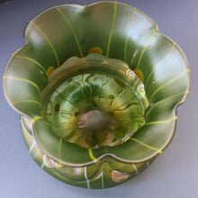 Load image into Gallery viewer, LARGE Bohemian Glass KRALIK Vase with Striefen and Flecken Decoration, c 1899
