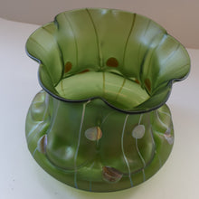 Load image into Gallery viewer, LARGE Bohemian Glass KRALIK Vase with Striefen and Flecken Decoration, c 1899
