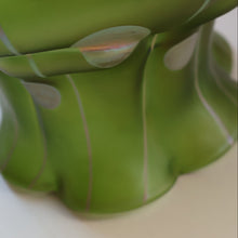 Load image into Gallery viewer, LARGE Bohemian Glass KRALIK Vase with Striefen and Flecken Decoration, c 1899
