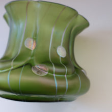 Load image into Gallery viewer, LARGE Bohemian Glass KRALIK Vase with Striefen and Flecken Decoration, c 1899
