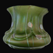 Load image into Gallery viewer, LARGE Bohemian Glass KRALIK Vase with Striefen and Flecken Decoration, c 1899
