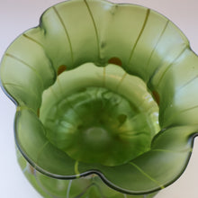 Load image into Gallery viewer, LARGE Bohemian Glass KRALIK Vase with Striefen and Flecken Decoration, c 1899
