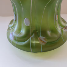 Load image into Gallery viewer, LARGE Bohemian Glass KRALIK Vase with Striefen and Flecken Decoration, c 1899

