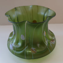 Load image into Gallery viewer, LARGE Bohemian Glass KRALIK Vase with Striefen and Flecken Decoration, c 1899
